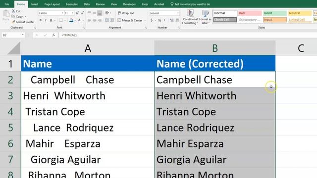 How to Remove Extra Blank Spaces in Microsoft Excel (TRIM Function) смотреть онлайн