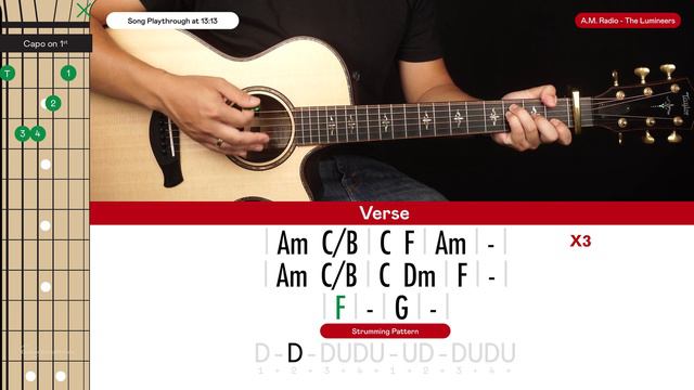 A.M. Radio Guitar Tutorial - The Lumineers Guitar Lesson |Chords + Strumming + Fingerpicking|
