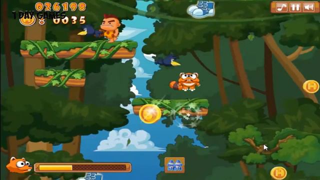 Game Racoon Jumping. Видео для детей Прыжки Енота. Мультфильмы для детей про Енота. смотреть онлайн