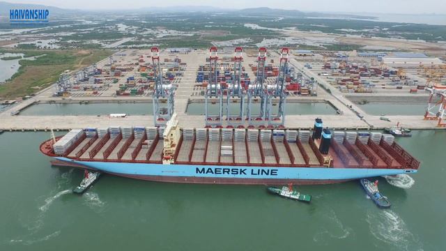 Haivanship tug assist Biggest container ship Margrethe Maersk 400m - 18.000Teu berth at CMIT-Vietna смотреть онлайн