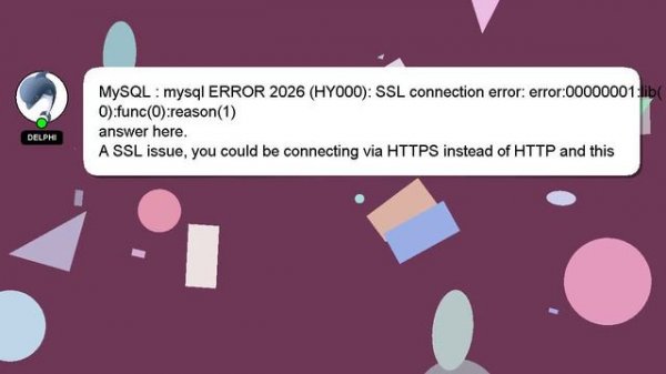 MySQL : mysql ERROR 2026 (HY000): SSL connection error: error:00000001:lib(0):func(0):reason(1)