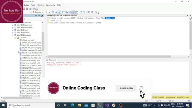 How to fix ambiguous column name | fix error ambiguous column name sql join | Online coding class смотреть онлайн