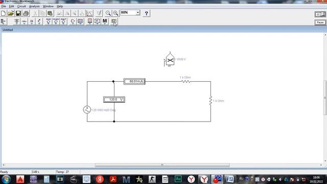 Ваттметр в Elecronics Workbench
