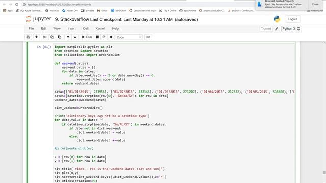 Python - How to use a dictionary to summerize a list of tuples for daily vs weekend ride volume смотреть онлайн