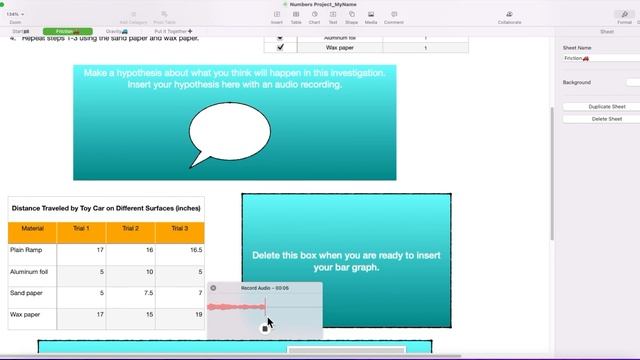 Numbers On The MacBook 7: Insert An Audio Recording