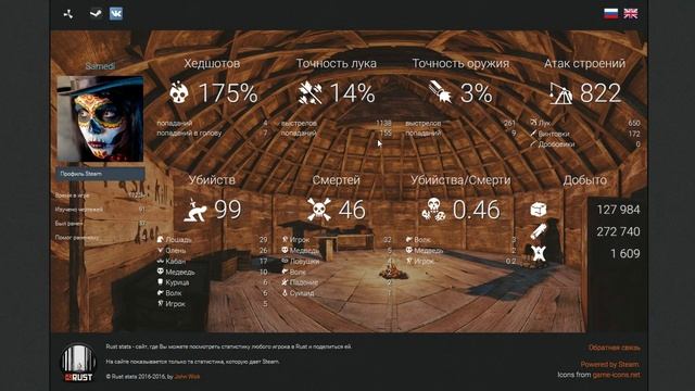 КАК ПОСМОТРЕТЬ СТАТИСТИКУ ДРУГОГО ИГРОКА В RUST смотреть онлайн