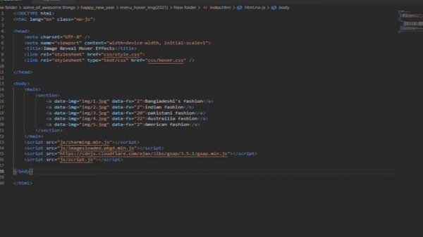 Text hover image reveal effect using html css js || front-end development