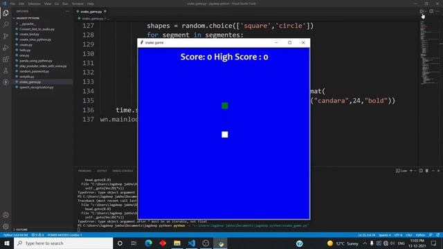 how to create snake game in python смотреть онлайн