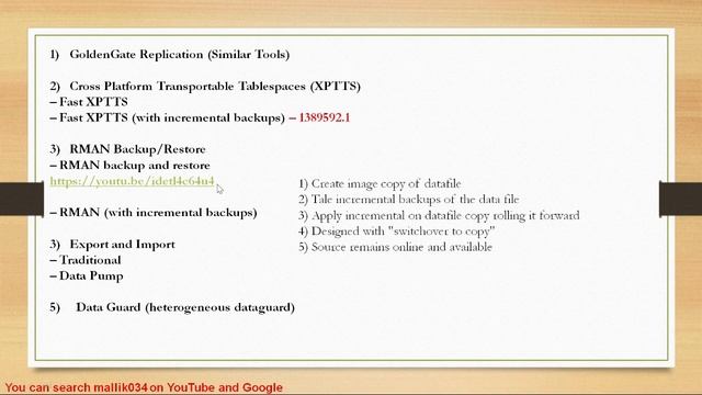 Oracle Database Migration Methods - Goldengate, Transportable Tablespace, RMAN, Export - Import & D смотреть онлайн