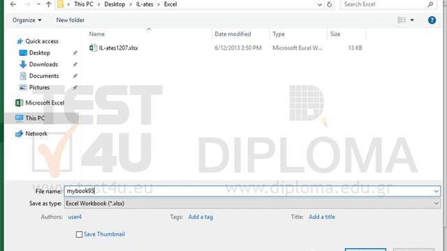 Save the active workbook, as MS Excel 5.0/95 type, under the name mybook95.xls in the... смотреть онлайн