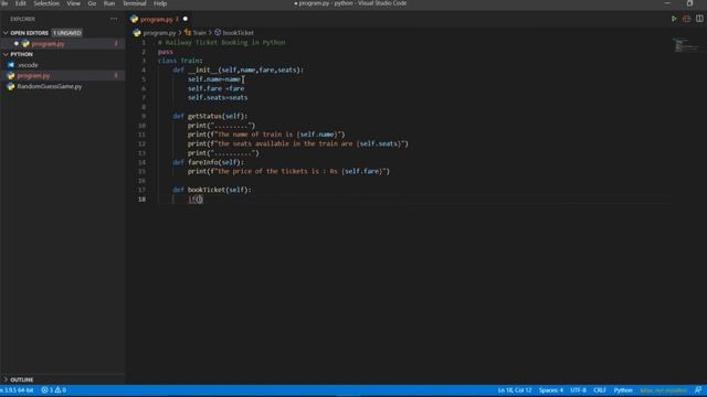 Railway Ticket Booking in Python смотреть онлайн