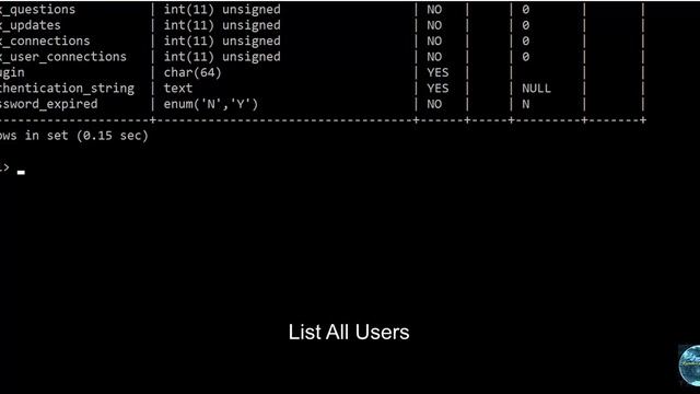 MYSQL SHOW USERS/SHOW CURRENT USER /SHOW CURRENT LOGGED USER смотреть онлайн