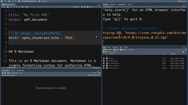 Simple way to Install Tex (LATEX) to export Rmarkdown to PDF (in RStudio) смотреть онлайн