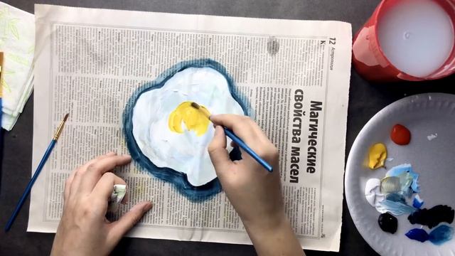ЯИЧНИЦА ?• Рисунок на газете • Легкий рисунок для начинающих • Как рисовать акрилом, гуашью • смотреть онлайн