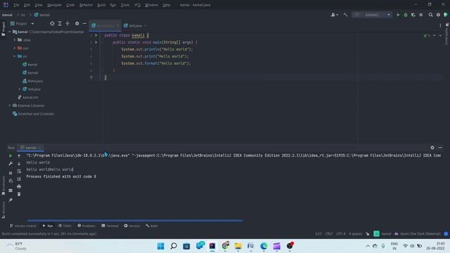 print hello world in java смотреть онлайн