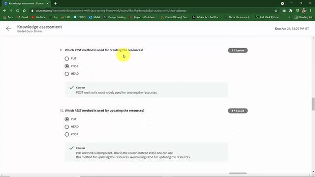 Web Development with Java Spring Framework week5 Knowledge assessment quiz answers смотреть онлайн