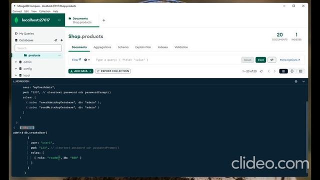 Creating User and giving them different roles MongoDB Compass смотреть онлайн