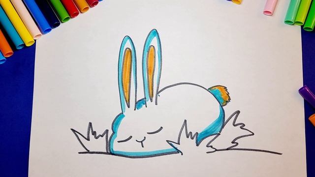 How to Draw a Sleeping Bunny. Как нарисовать спящего кролика смотреть онлайн