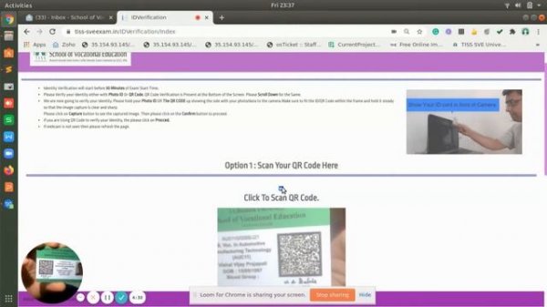 QR CODE ID card verification for online exam.