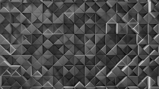 Футаж, видеофон   Монохромный серый фон с объемными геометрическими фигурами