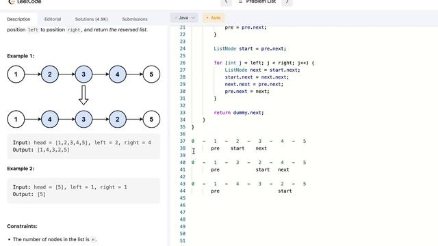 LeetCode 92. Reverse Linked List II 中文解题思路 Java #linkedlist смотреть онлайн