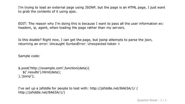 jQuery : Use JSONP to load an html page смотреть онлайн