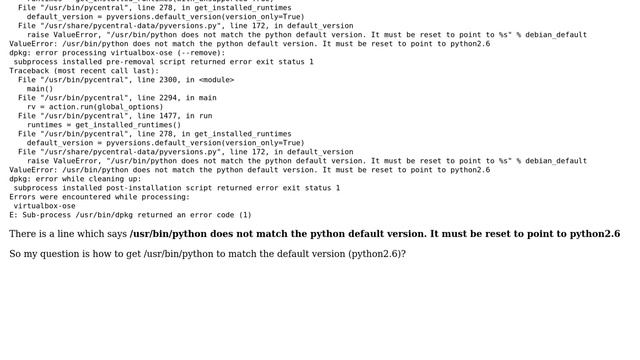Ubuntu: How to point /usr/bin/python to python2.6? смотреть онлайн
