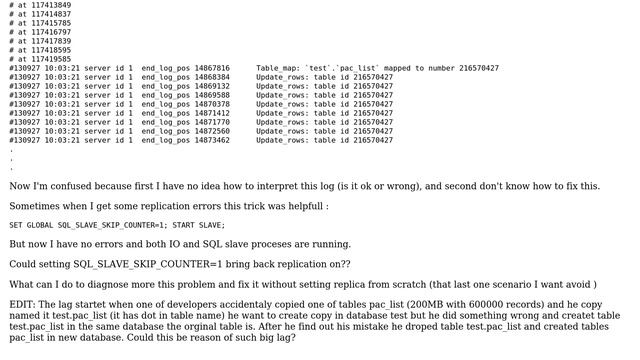Large lag on mysql replication (Relay_Log_Pos and Exec_Master_Log_Pos does not increase) смотреть онлайн