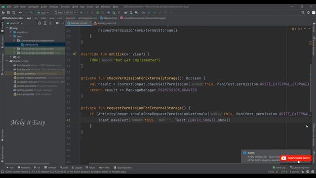 How to Implement QRCode Generator and Save to Gallery Image using Kotlin | Android | Make it Easy смотреть онлайн