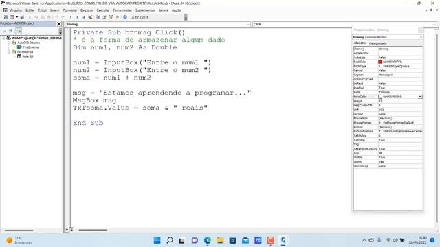 CURSO COMPLETO DE VBA PARA AUTOCAD E AUTOCAD CIVIL AULA07 смотреть онлайн