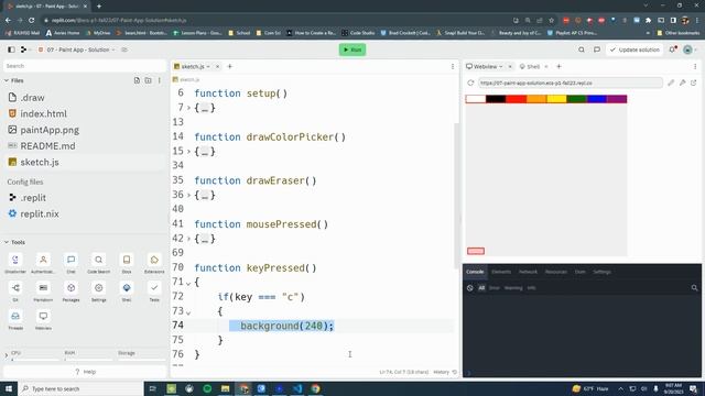P5JS Paint App - Clear the screen w/ 'c' key and change brush thickness смотреть онлайн