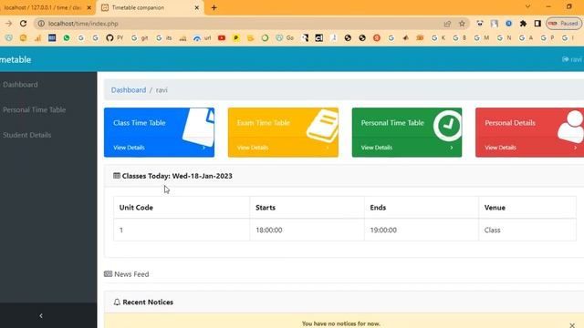 College Time Table System in PHP смотреть онлайн