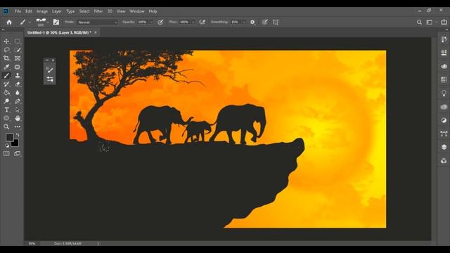 Landscape Scenery drawing in Photoshop Brushes смотреть онлайн
