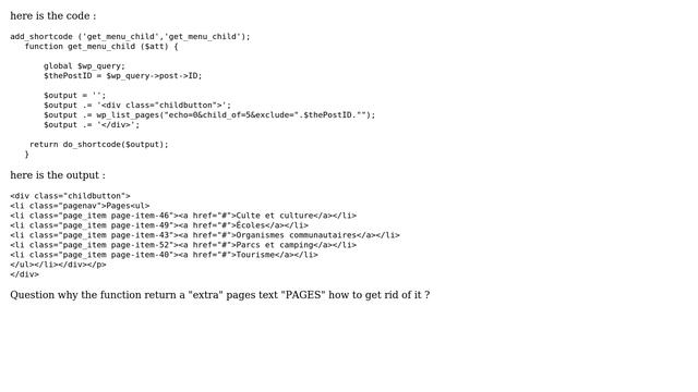 Wordpress: Extra title output with this function wp_list_pages смотреть онлайн
