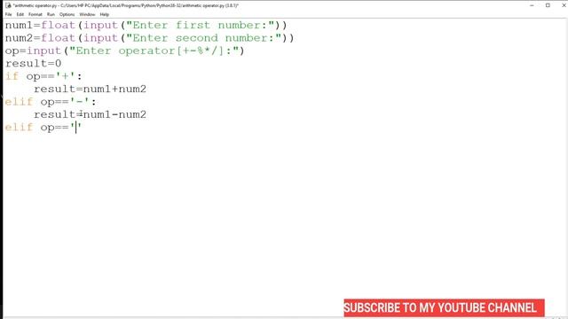 Python program for Arithmetic operator that read two number смотреть онлайн