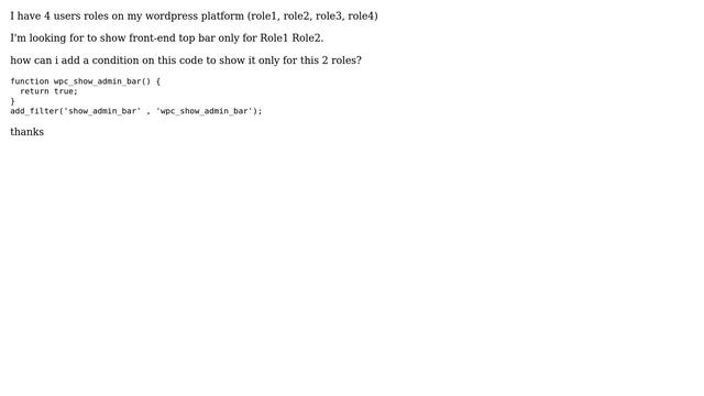 Wordpress: Show admin bar only for some USERS roles смотреть онлайн