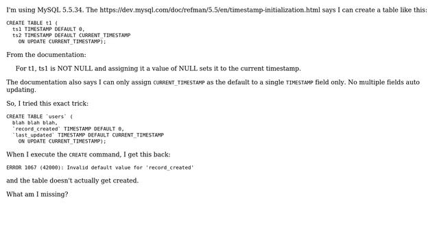 Databases: MySQL TIMESTAMP isn't behaving as advertised смотреть онлайн