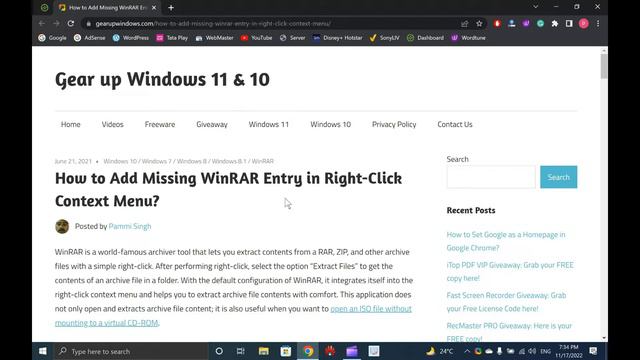 How to Add Missing WinRAR Entry in Right-Click Context Menu on Windows 10 | GearUpWindows Tutorial смотреть онлайн