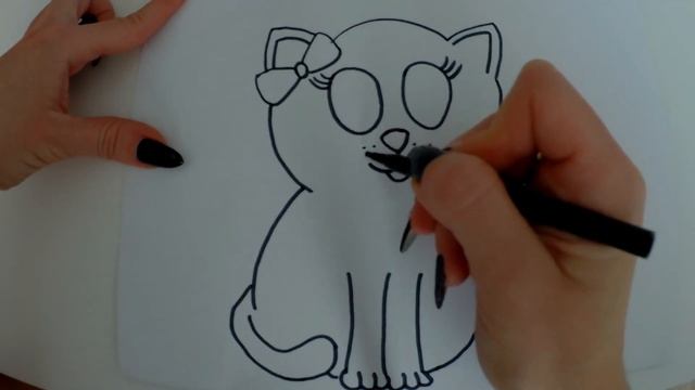 Cómo dibujar una gatita linda/ How to draw a cute cat смотреть онлайн