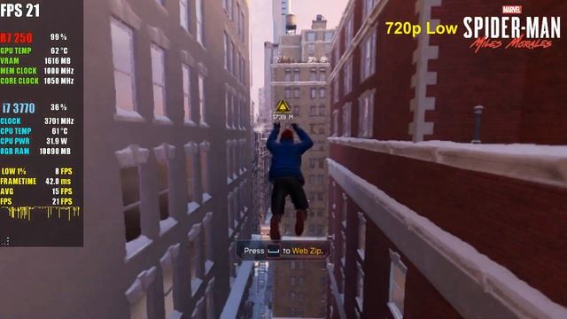 Marvel's Spider-Man: Miles Morales | R7 250 + i7 3770 | 720p | Low | No Fsr смотреть онлайн