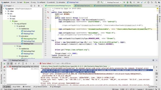 Appium - failed to start chromedriver session | This version of chromedriver only supports chrome смотреть онлайн