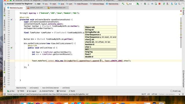 Android Tutorial For Beginners #Part25 Android Time Picker Example смотреть онлайн