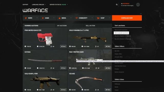 В WARFACE ТЕПЕРЬ МОЖНО ПРОДАВАТЬ ОРУЖИЕ!!! АУКЦИОН!!! смотреть онлайн