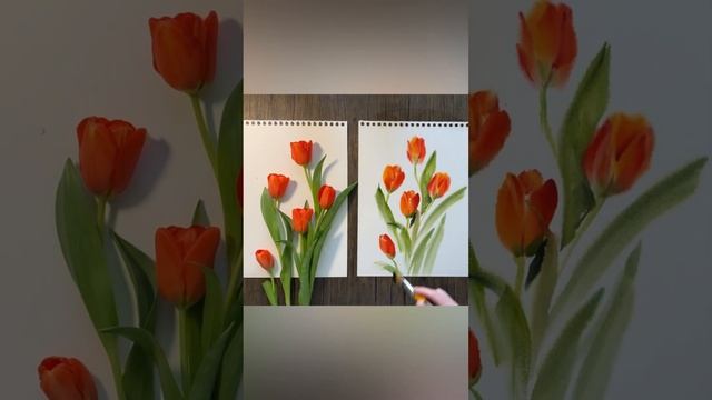 Тюльпаны акварелью ~Tulips in watercolor #art #watercolor #акварель #painting смотреть онлайн