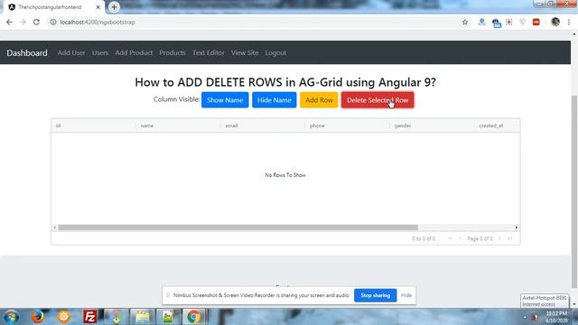 How to Add Delete Rows in AG-Grid using Angular 9? смотреть онлайн