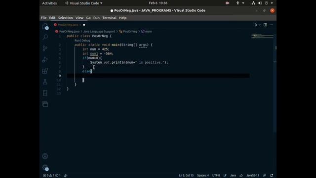 Check number is positive or negative using Java смотреть онлайн