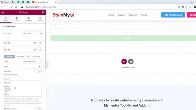 Dynamic Select Field Tutorial : Dynamic Content For Elementor Plugin
