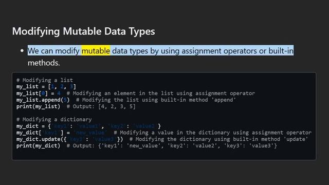 Python Mutable and Immutable Data Types смотреть онлайн