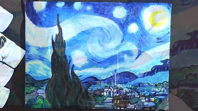 How to Paint the STARRY NIGHT - Vincent Van Gogh Tribute Art смотреть онлайн
