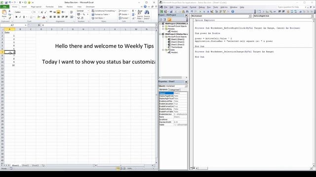 [15] Weekly Tips - status bar customization with VBA смотреть онлайн